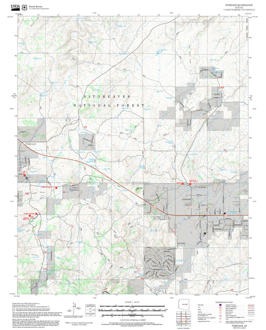 2025 Forest Service Topo Map of Pinedale Arizona
