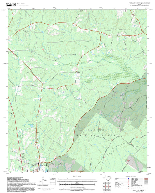 2025 Forest Service Topo Map of Pineland North Texas