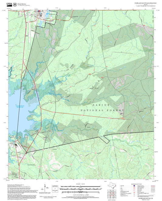 2025 Forest Service Topo Map of Pineland South Texas