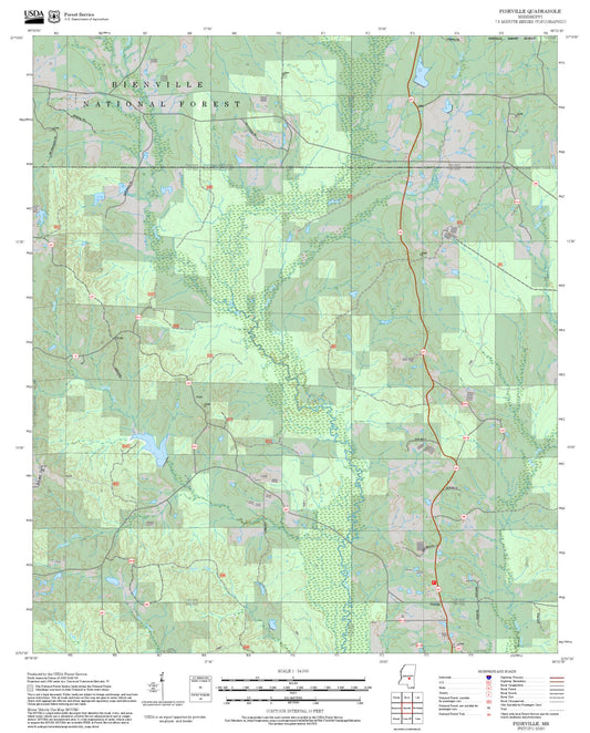 2025 Forest Service Topo Map of Pineville Mississippi