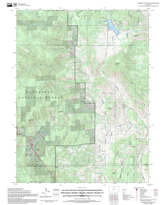 2025 Forest Service Topo Map of Pinewood Lake Colorado