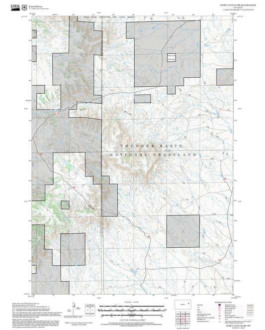 2025 Forest Service Topo Map of Piney Canyon SE Wyoming