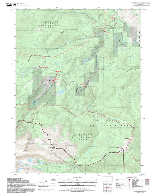 2025 Forest Service Topo Map of Pingree Park Colorado