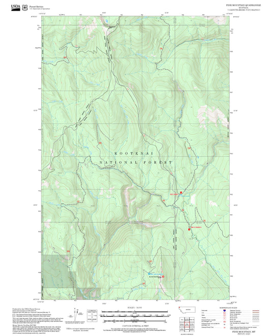 2025 Forest Service Topo Map of Pink Mountain Montana