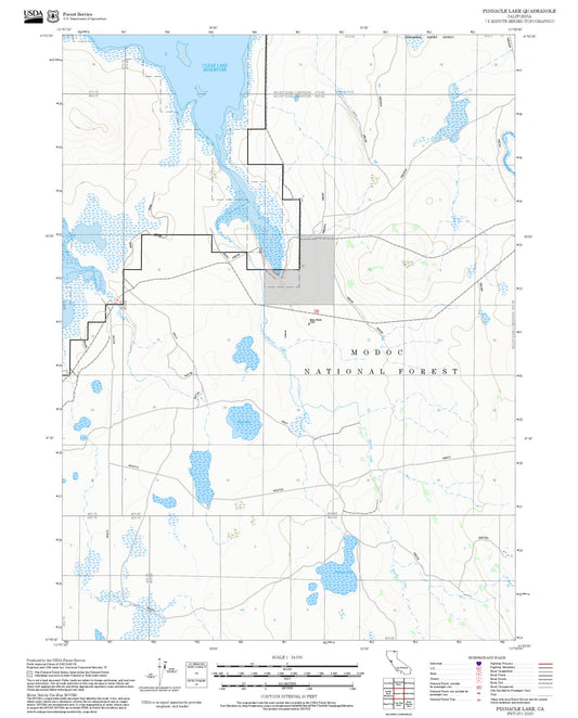 2025 Forest Service Topo Map of Pinnacle Lake California