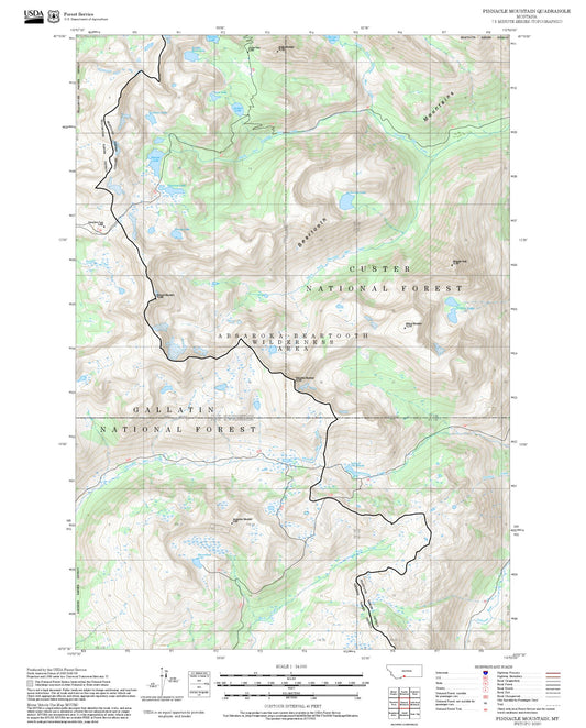 2025 Forest Service Topo Map of Pinnacle Mountain Montana