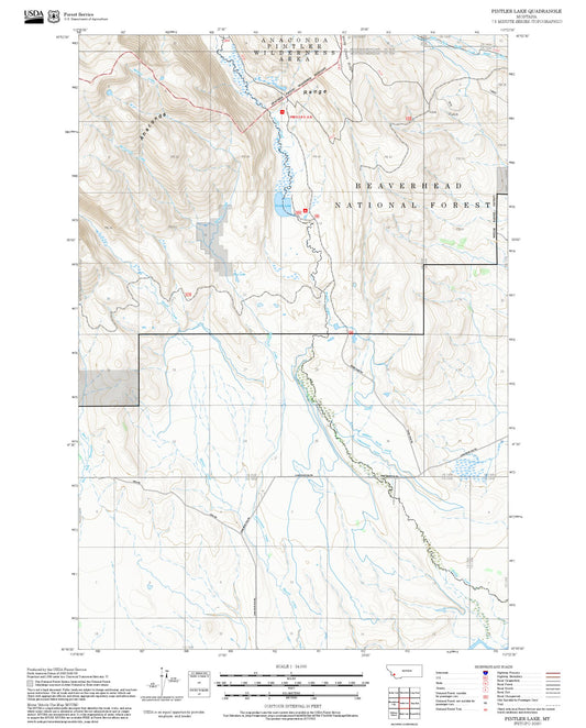 2025 Forest Service Topo Map of Pintler Lake Montana