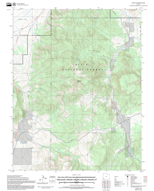 2025 Forest Service Topo Map of Pinto Utah
