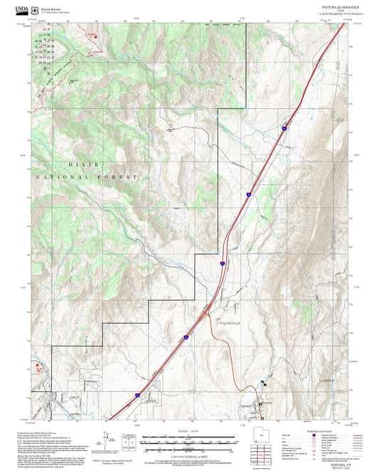 2025 Forest Service Topo Map of Pintura Utah