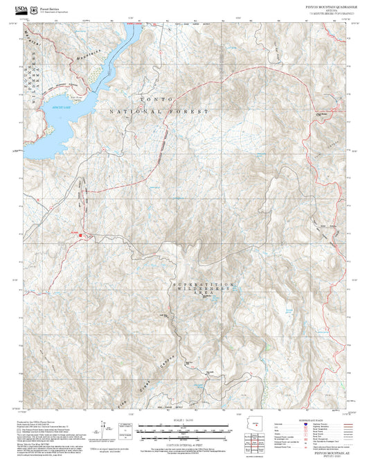 2025 Forest Service Topo Map of Pinyon Mountain Arizona