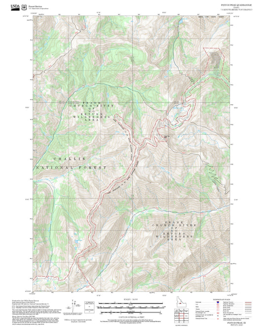 2025 Forest Service Topo Map of Pinyon Peak Idaho