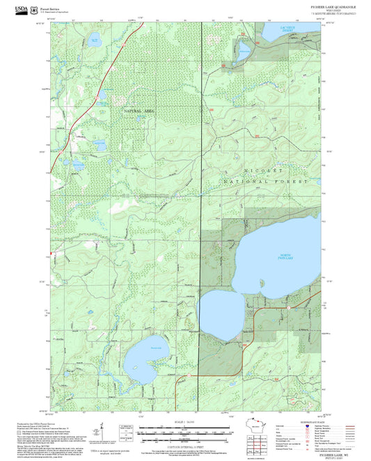 2025 Forest Service Topo Map of Pioneer Lake Wisconsin