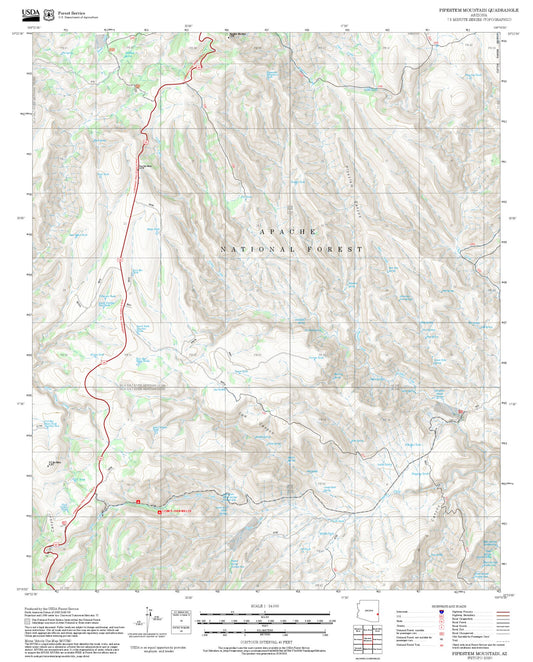 2025 Forest Service Topo Map of Pipestem Mountain Arizona