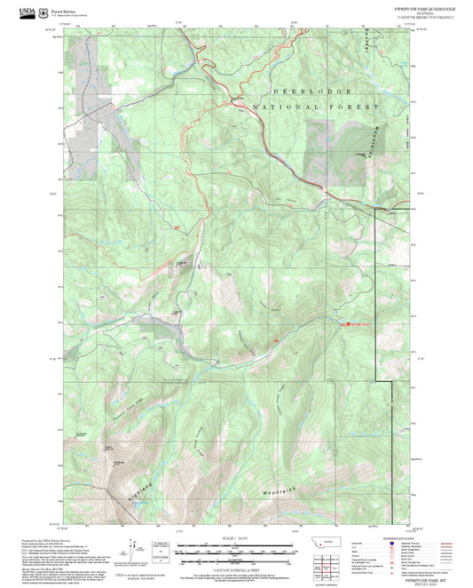 2025 Forest Service Topo Map of Pipestone Pass Montana