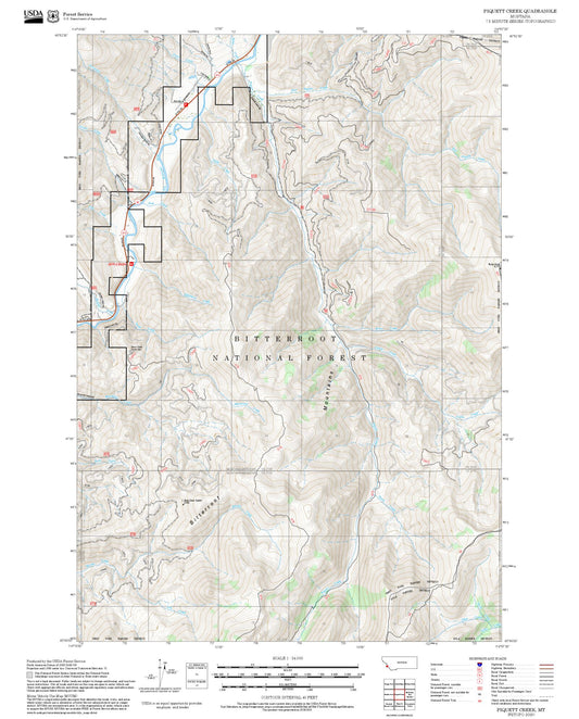 2025 Forest Service Topo Map of Piquett Creek Montana