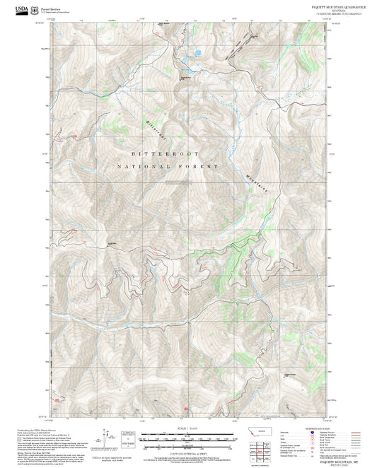 2025 Forest Service Topo Map of Piquett Mountain Montana