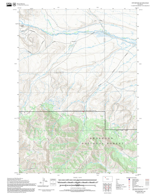 2025 Forest Service Topo Map of Pitchfork Wyoming