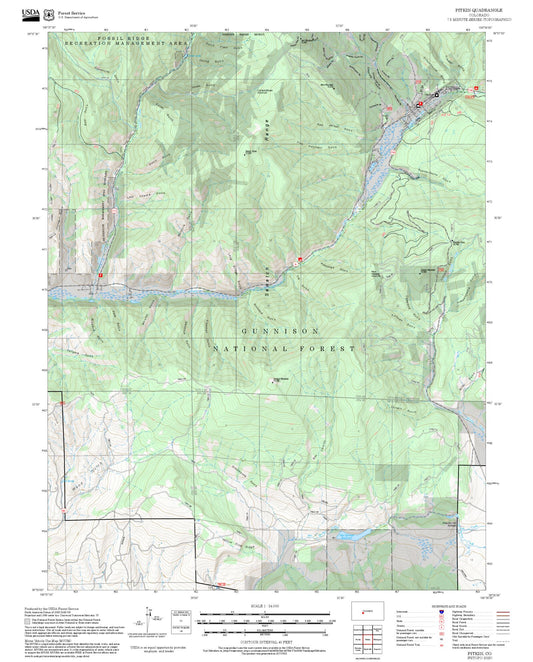 2025 Forest Service Topo Map of Pitkin Colorado