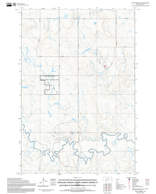 2025 Forest Service Topo Map of Pitt Creek North Dakota