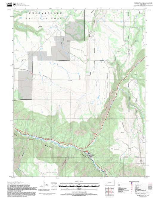 2025 Forest Service Topo Map of Placerville Colorado