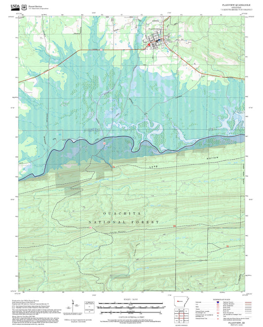 2025 Forest Service Topo Map of Plainview Arkansas