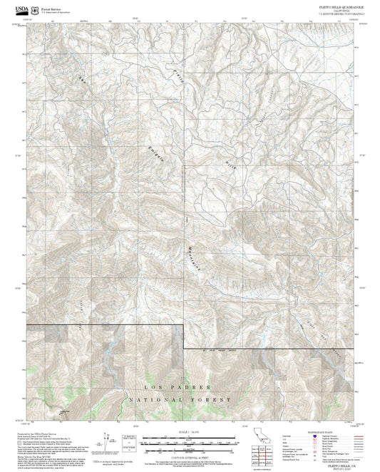 2025 Forest Service Topo Map of Pleito Hills California