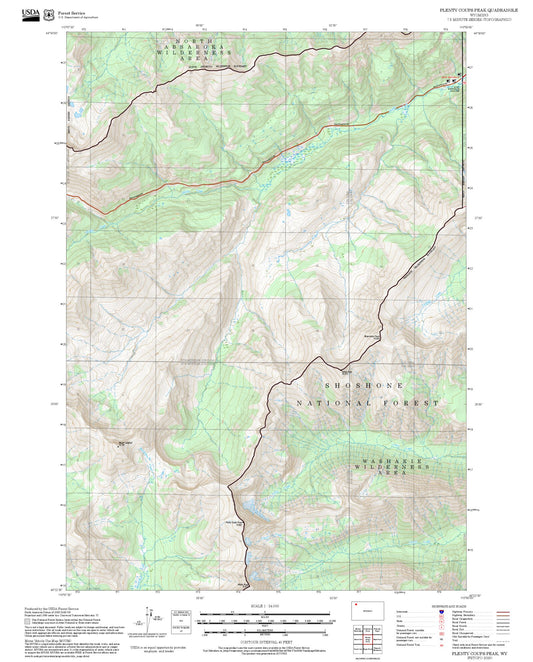 2025 Forest Service Topo Map of Plenty Coups Peak Wyoming