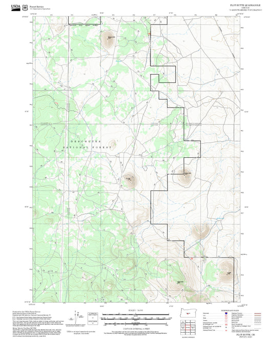 2025 Forest Service Topo Map of Plot Butte Oregon