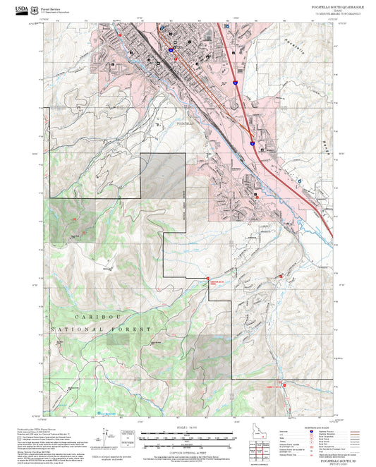 2025 Forest Service Topo Map of Pocatello South Idaho