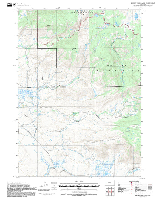 2025 Forest Service Topo Map of Pocket Creek Lake Wyoming