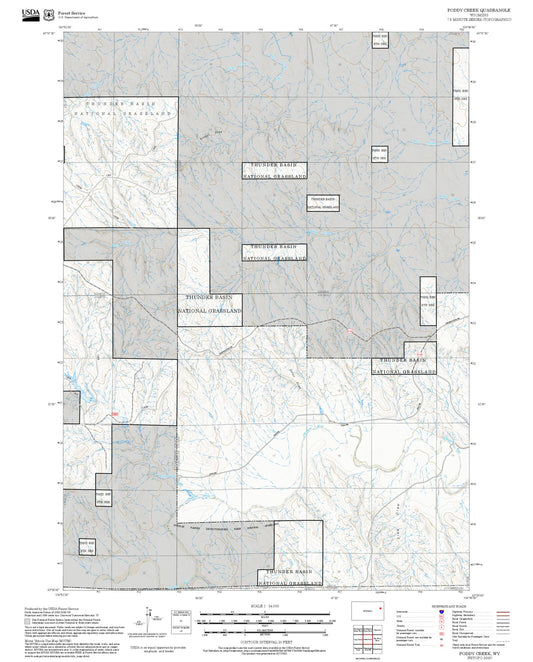 2025 Forest Service Topo Map of Poddy Creek Wyoming