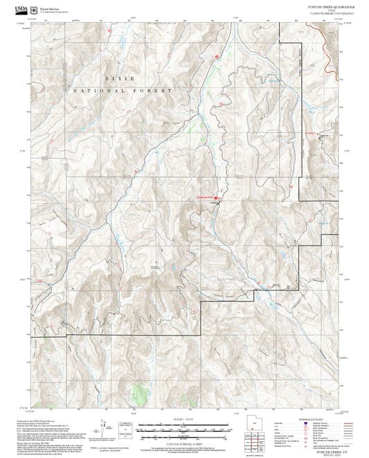 2025 Forest Service Topo Map of Podunk Creek Utah