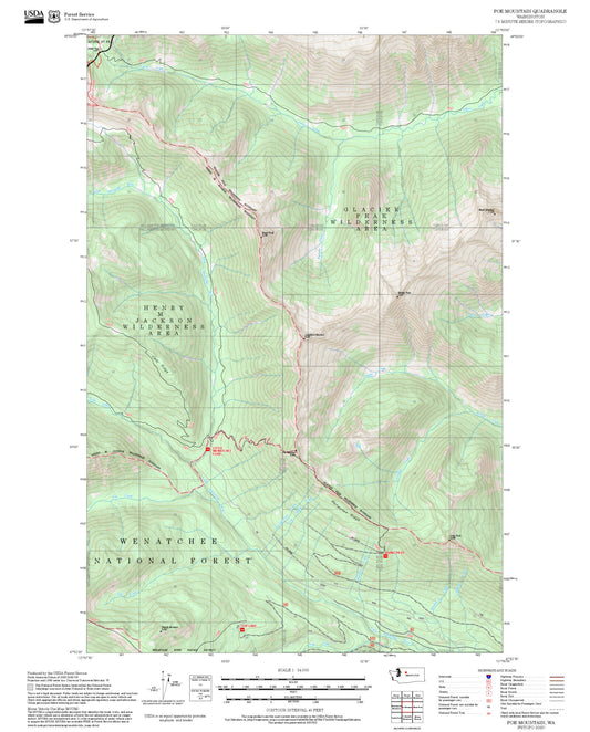 2025 Forest Service Topo Map of Poe Mountain Washington