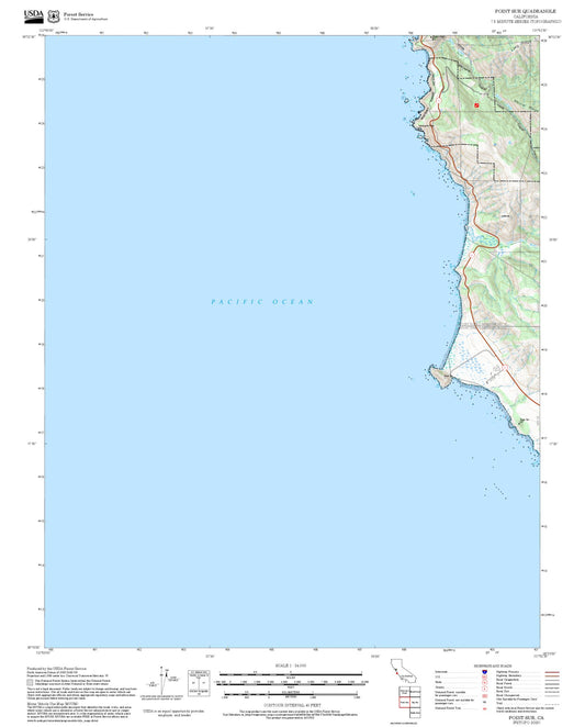 2025 Forest Service Topo Map of Point Sur California