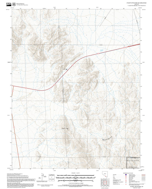 2025 Forest Service Topo Map of Point of Rocks Nevada