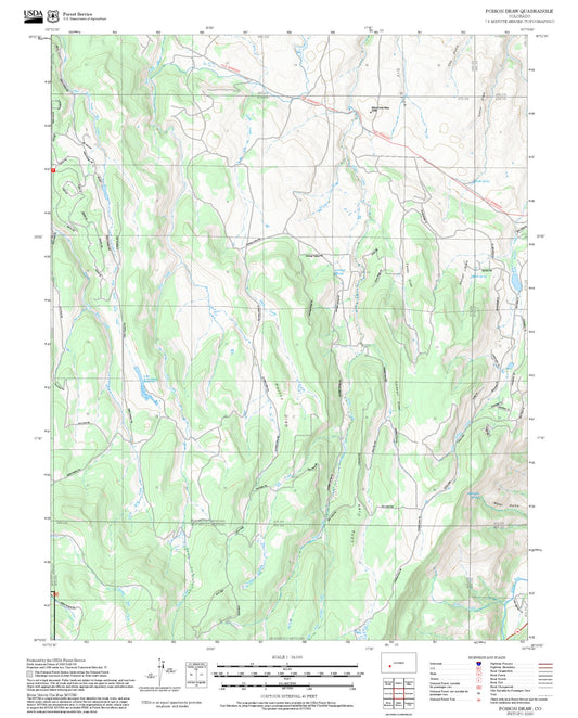 2025 Forest Service Topo Map of Poison Draw Colorado
