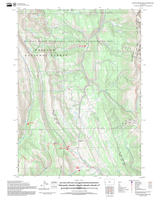 2025 Forest Service Topo Map of Poison Meadows Wyoming