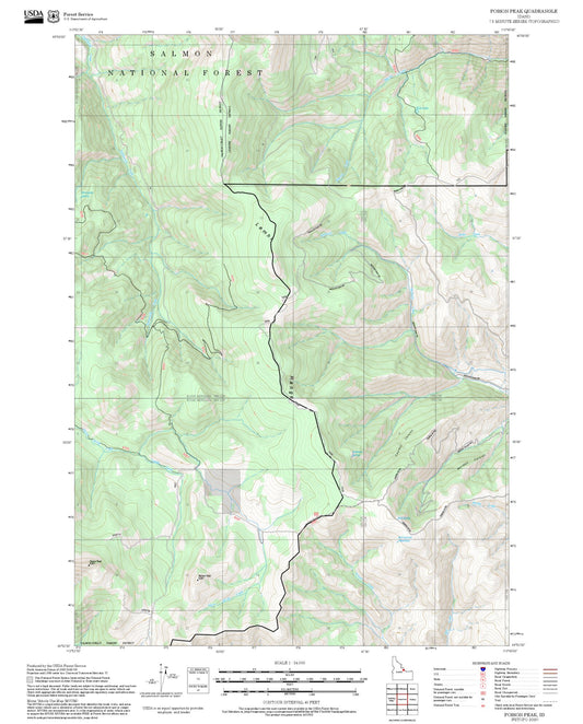 2025 Forest Service Topo Map of Poison Peak Idaho