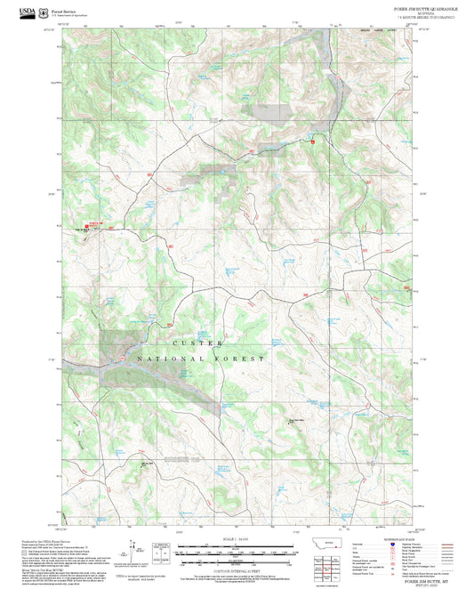 2025 Forest Service Topo Map of Poker Jim Butte Montana