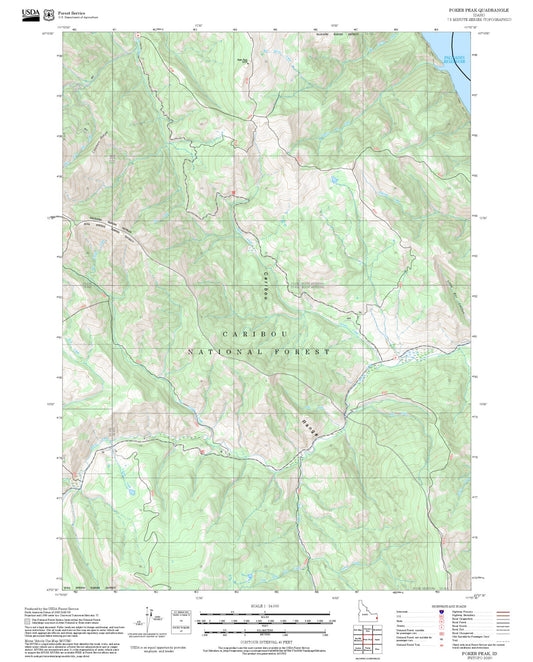 2025 Forest Service Topo Map of Poker Peak Idaho