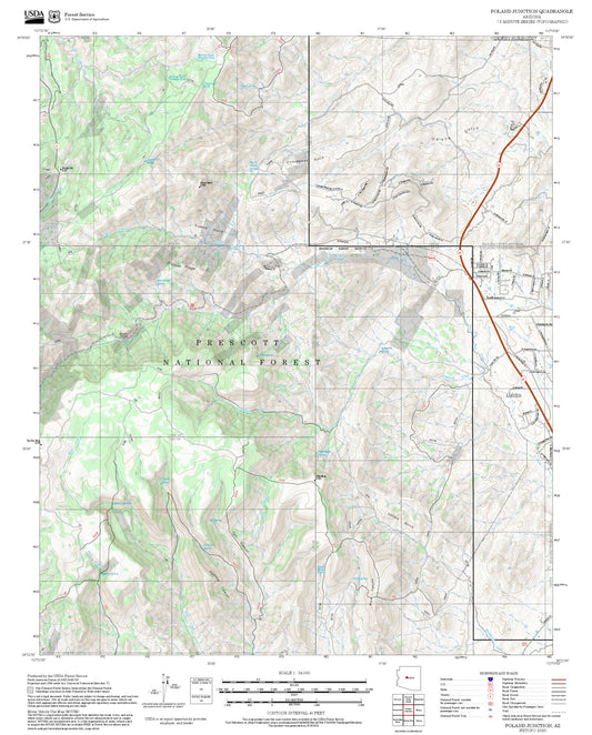 2025 Forest Service Topo Map of Poland Junction Arizona