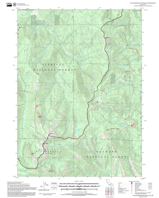 2025 Forest Service Topo Map of Polar Bear Mountain California