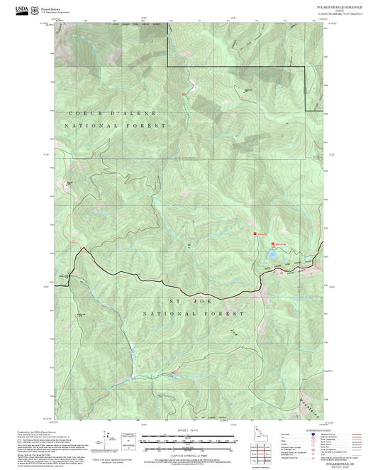 2025 Forest Service Topo Map of Polaris Peak Idaho
