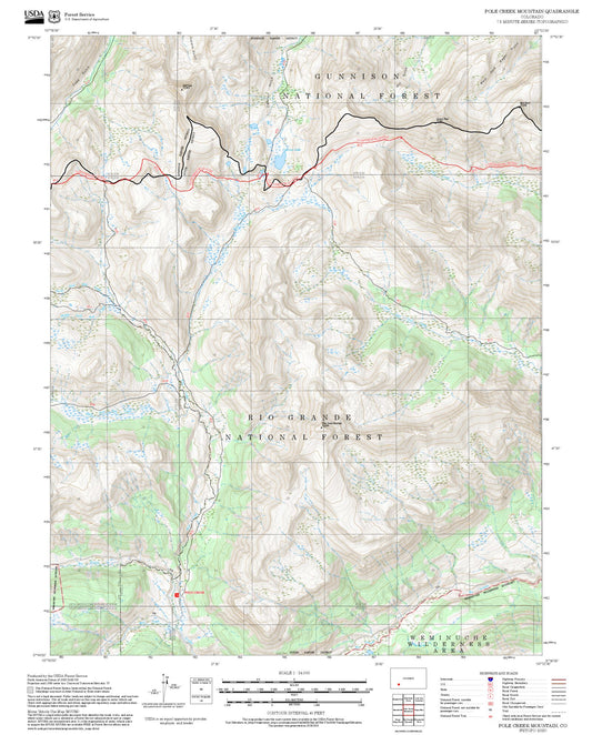 2025 Forest Service Topo Map of Pole Creek Mountain Colorado