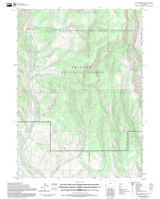 2025 Forest Service Topo Map of Pole Creek Wyoming