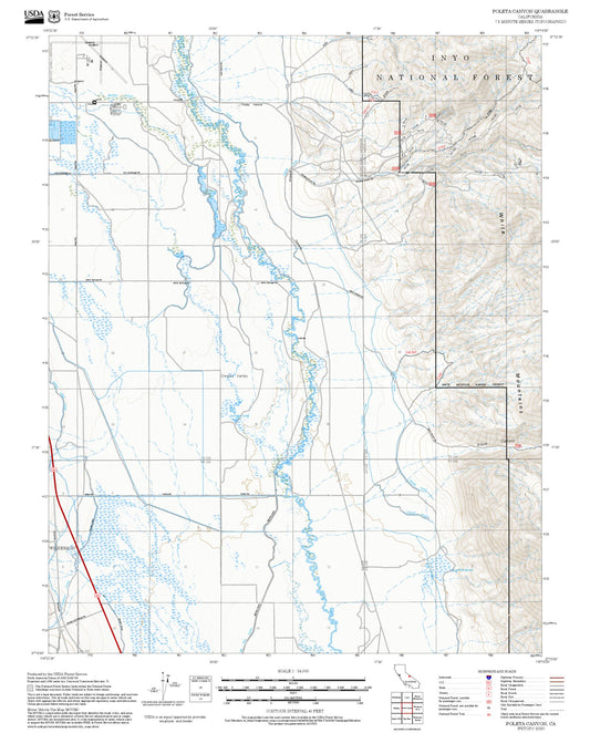 2025 Forest Service Topo Map of Poleta Canyon California