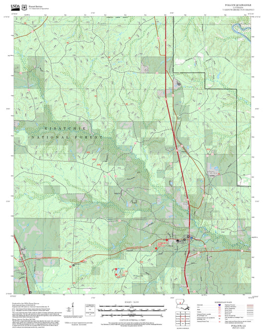 2025 Forest Service Topo Map of Pollock Louisiana