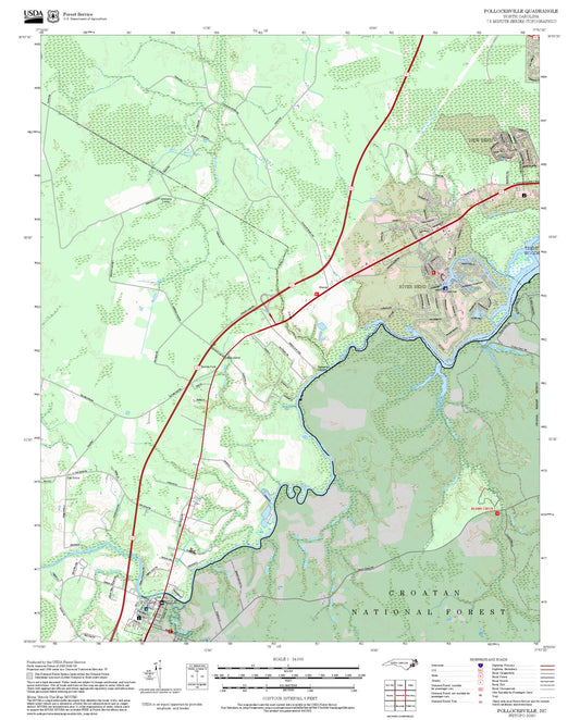 2025 Forest Service Topo Map of Pollocksville North Carolina
