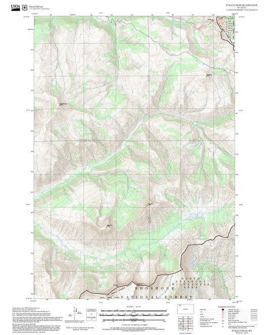 2025 Forest Service Topo Map of Pollux Peak Wyoming