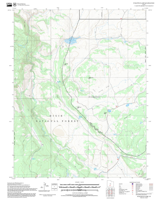 2025 Forest Service Topo Map of Pollywog Lake Utah